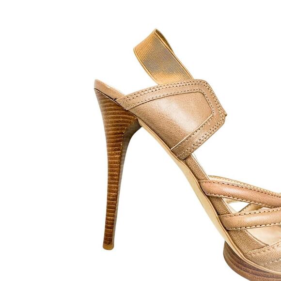 Michael Kors Strappy Brown Platform Stiletto Heel Sandal Size 9.5 Mint - Picture 7 of 7